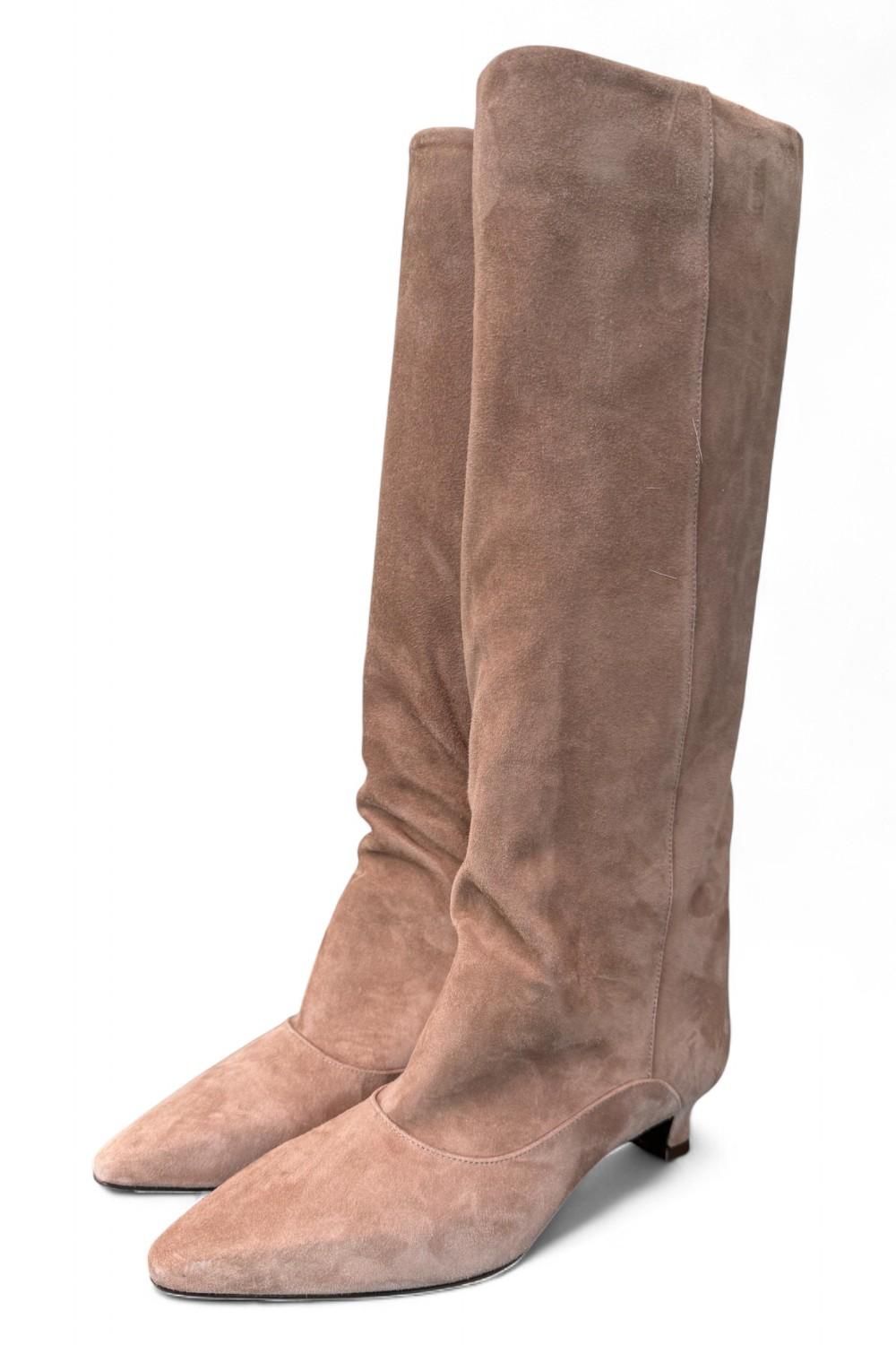 Stivale arricciato a tubo suede beige Anima <BR/> 