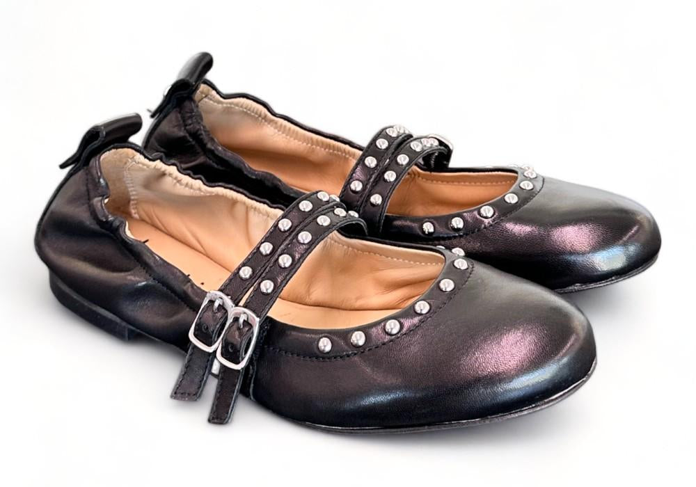Ballerina cintini pelle nera Dei Colli<BR/> 