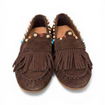 Mocassino frange suede mogano Inuovo<BR/> 