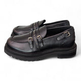 Mocassino donna pelle nera Janet 