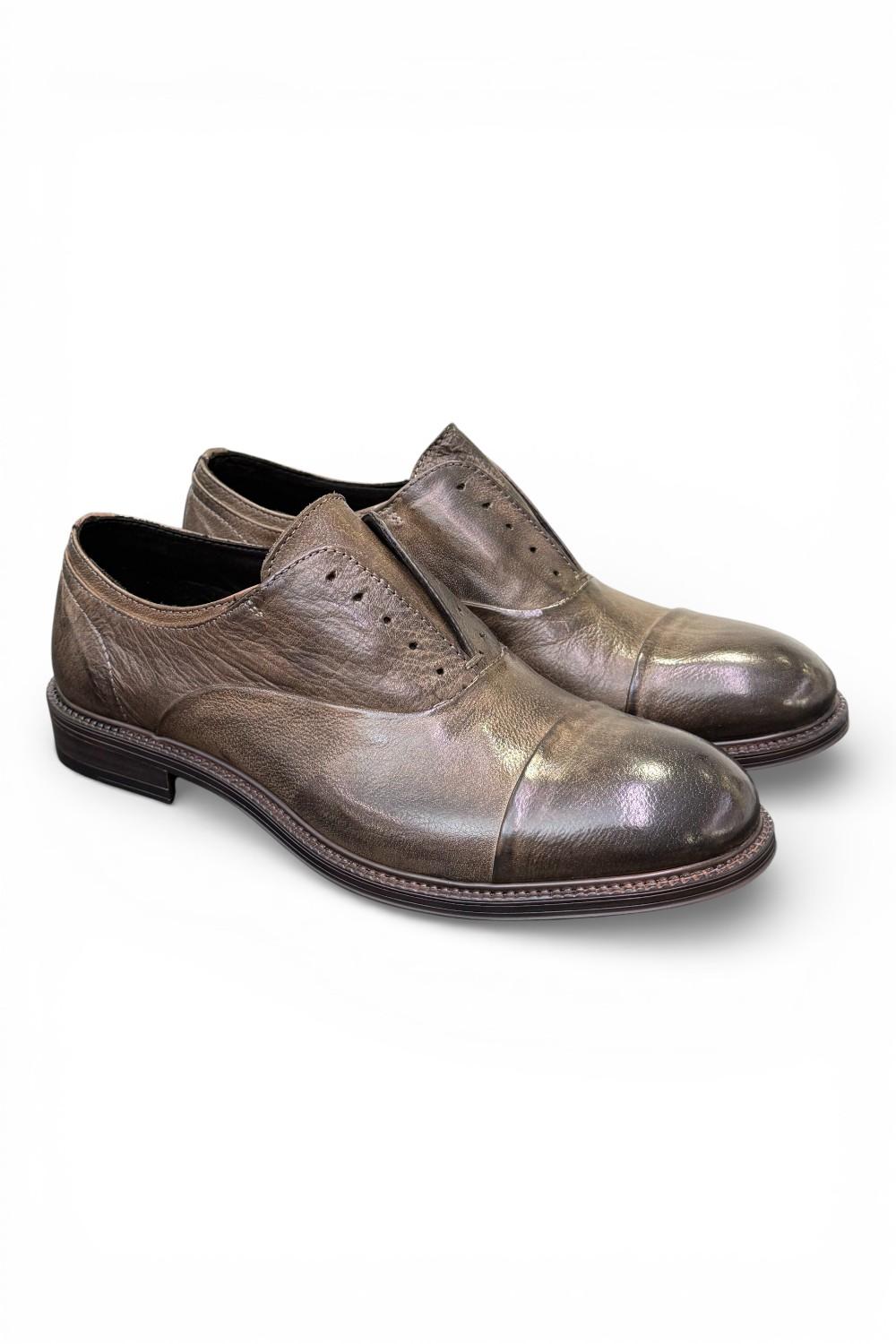 Scarpa no-laces pelle testa di moro Pawelks <BR/> 