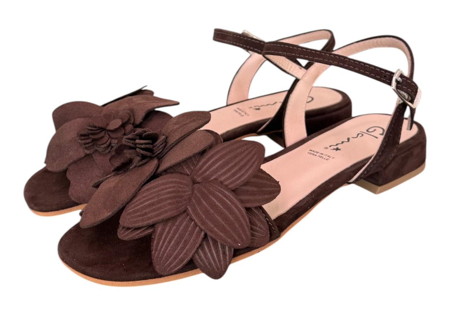 Sandalo fiore suede testa di moro Glam<BR/> 