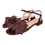 Sandalo fiore suede testa di moro Glam<BR/> 