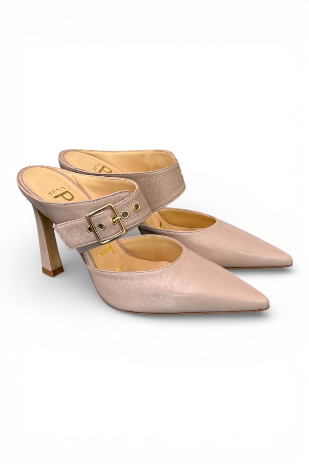 Sabot fibbia pelle Taupe Matteo Pitti 
