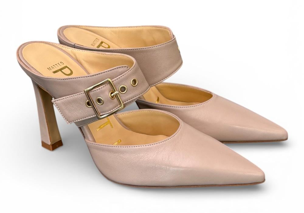 Sabot fibbia pelle Taupe Matteo Pitti 