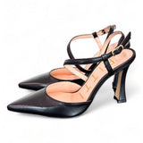 Slingback pelle nera tacco 90 Matteo Pitti<BR/> 