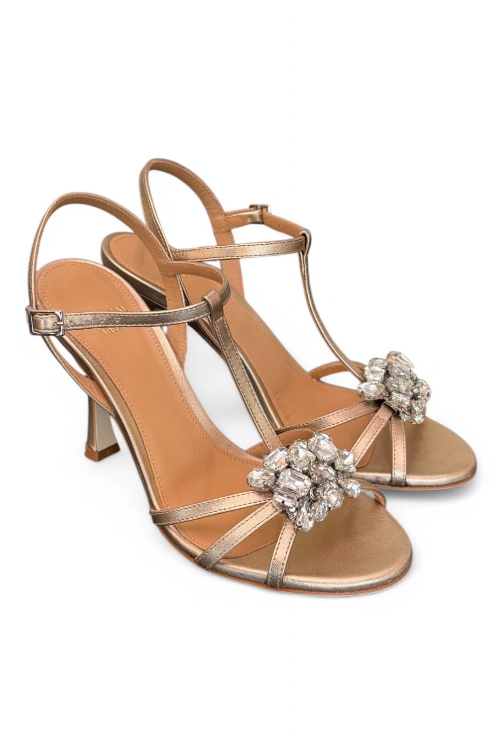 Sandalo gioiello bronzo rosato tacco 90 Chantal<BR/> <BR/> 