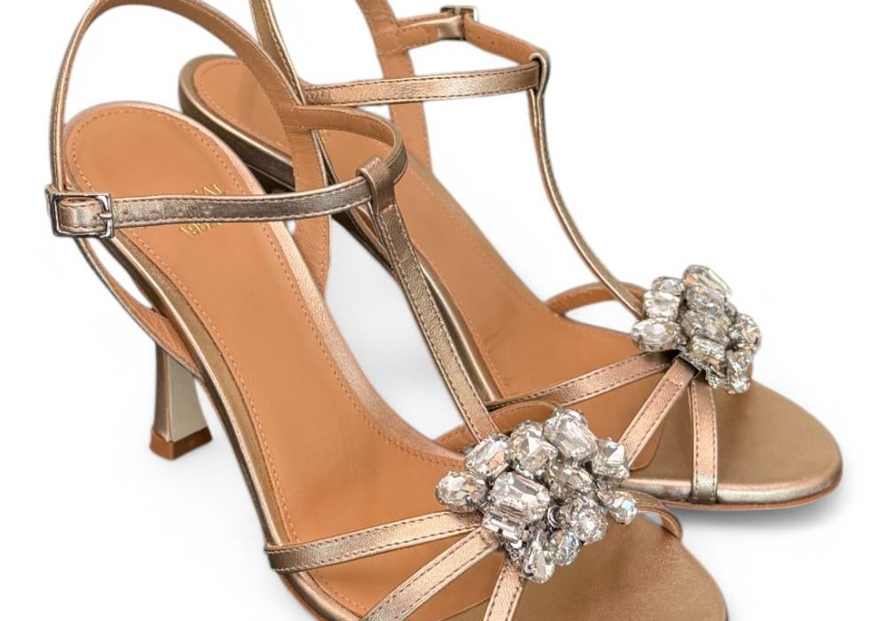 Sandalo gioiello bronzo rosato tacco 90 Chantal<BR/> <BR/> 