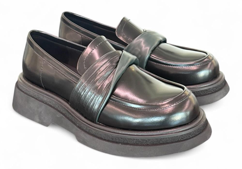 Scarpa mocassino spazzolato nero verde Bruno Premi 
