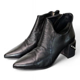 Tronchetto zip asimmetrico nappa nera AS98<BR/> 