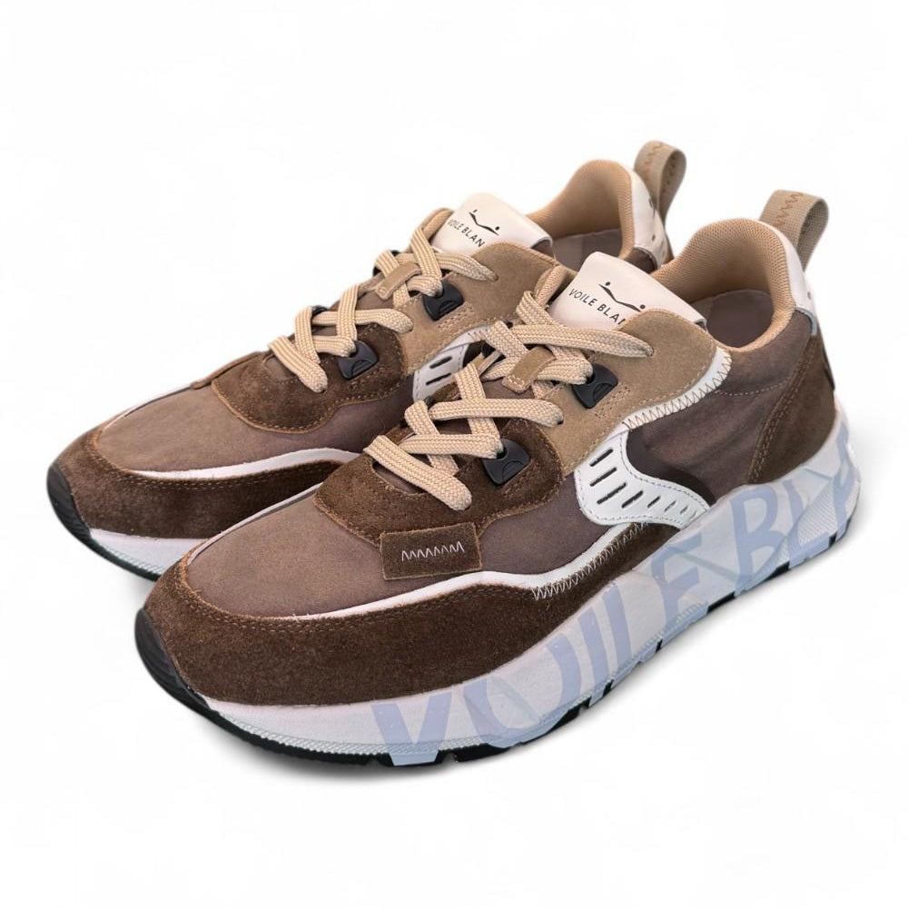 Sneaker uomo Club 01 Marrone Voile Blanche<BR/> 