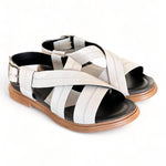 Sandalo fasce pelle latte Fabbrica Dei Colli<BR/> 