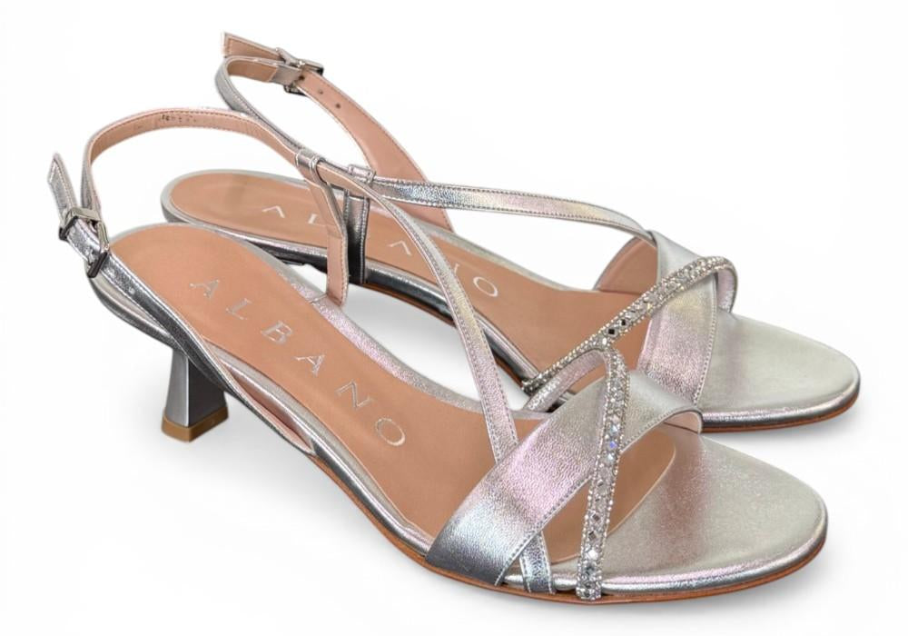 Sandalo strass laminato argento Albano<BR/> 