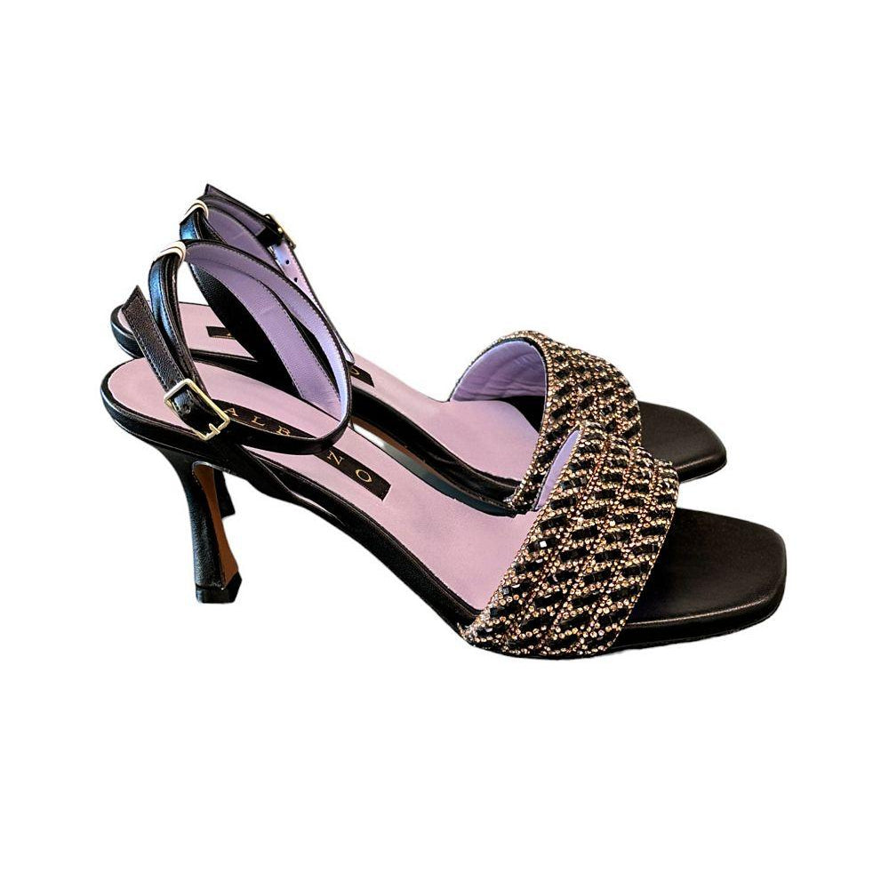 Sandalo fascia strass nero Albano 