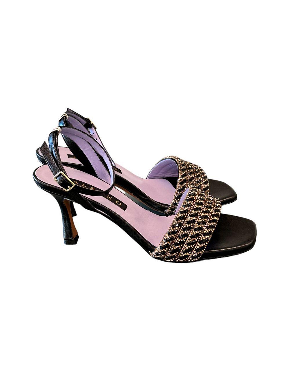 Sandalo fascia strass nero Albano 