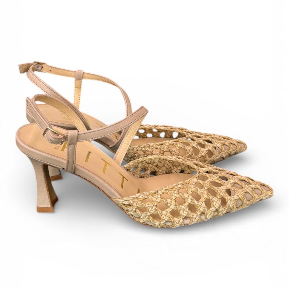 Slingback rafia taupe T70  Matteo Pitti 
