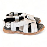 Sandalo fasce pelle latte Fabbrica Dei Colli<BR/> 