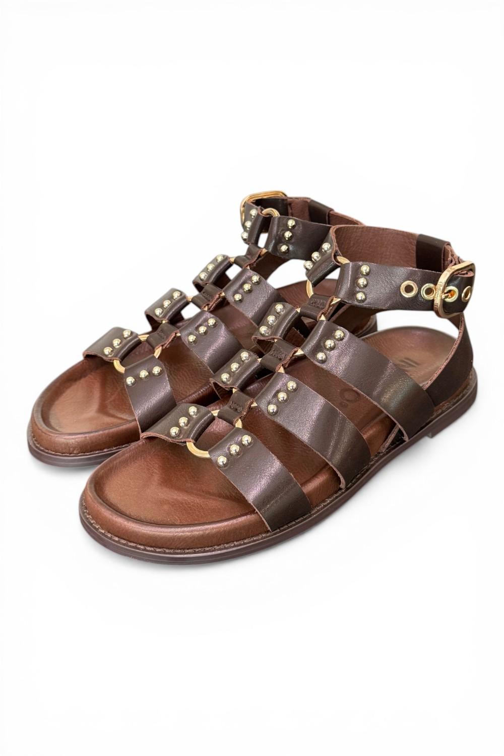 Sandalo gladiatore pelle testa di moro  Inuovo<BR/> 