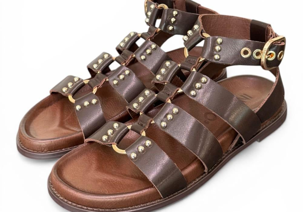 Sandalo gladiatore pelle testa di moro  Inuovo<BR/> 