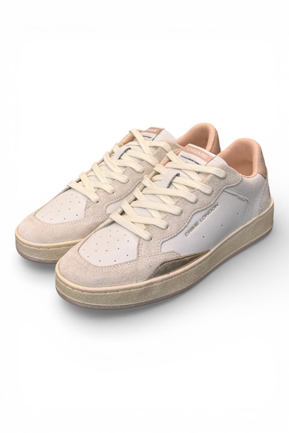 Sneaker bianca beige rosa basket Crime London 