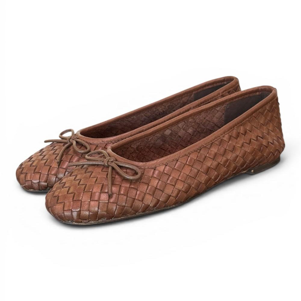 Ballerina intrecciata in pelle testa di moro Inuovo<BR/> 