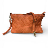 Borsina tracolla intreccio vintage cuoio scuro<BR/> 