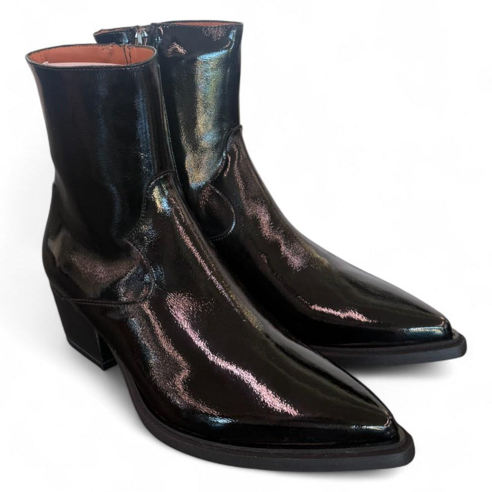Stivaletto texano lucido nero Matteo Pitti 
