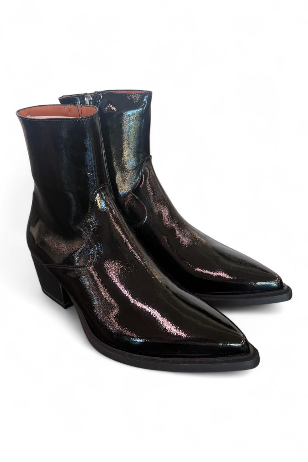 Stivaletto texano lucido nero Matteo Pitti 