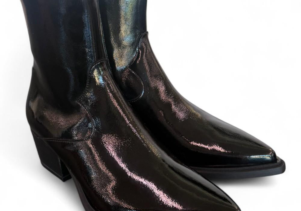Stivaletto texano lucido nero Matteo Pitti 