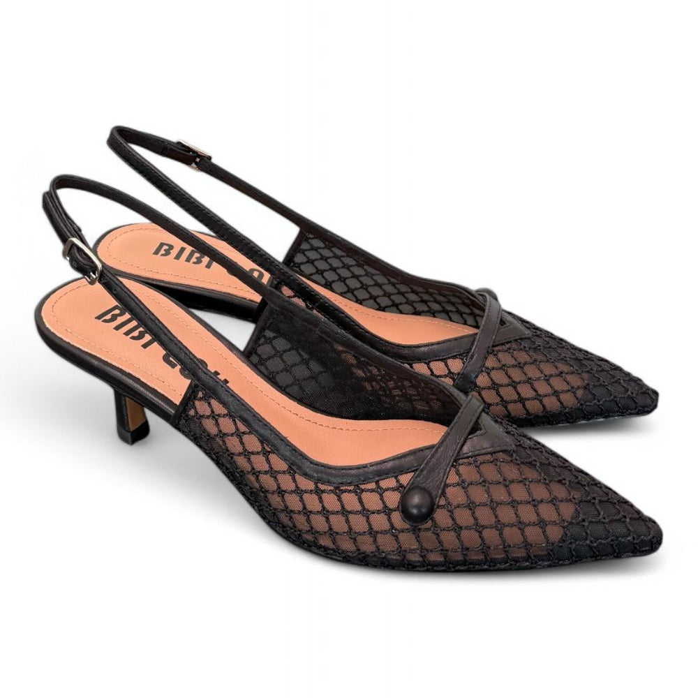 Slingback Bibi Lou rete nero tacco 