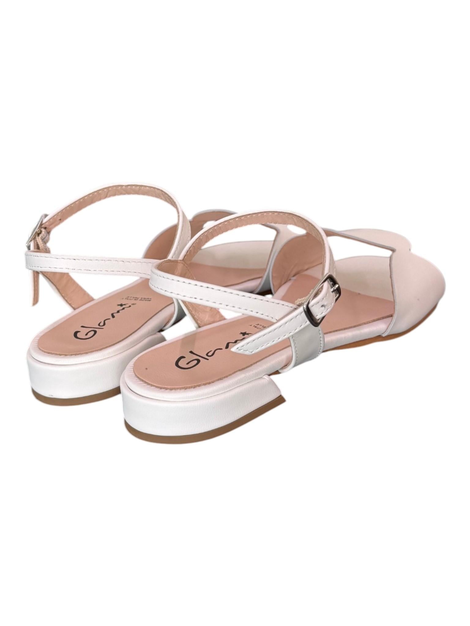 Sandalo cerchi pelle latte Glam<BR/> 