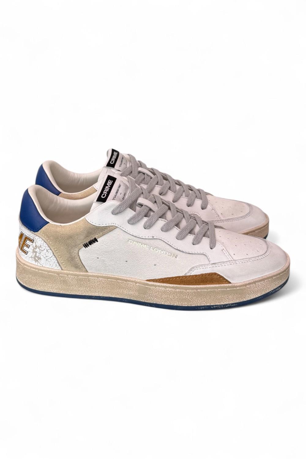 Sneaker uomo basket bianca Crime London Chelsea Oxford Blu 