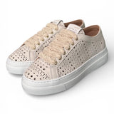 Sneaker donna pelle forata bianca Stokton<BR/> 