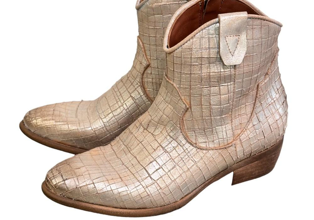 Stivaletto texano intagliato argento Zoe 