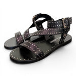Sandalo microborchie pelle nera Janet<BR/> <BR/> 