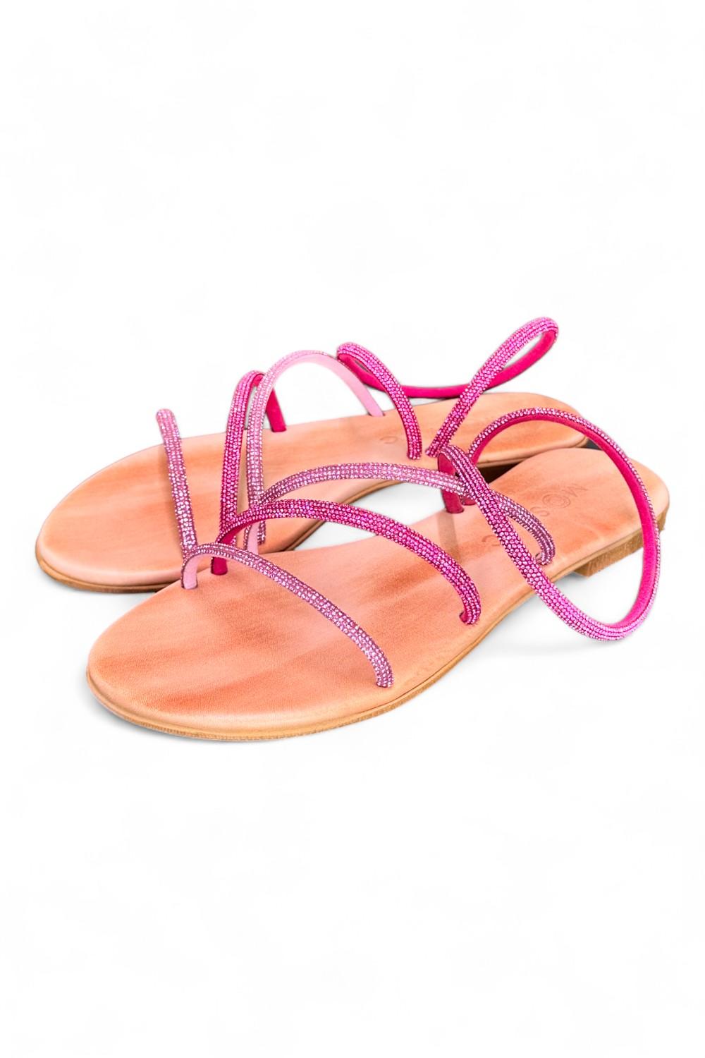 Sandalo mignon strass fuxia e rosa Mosaic 