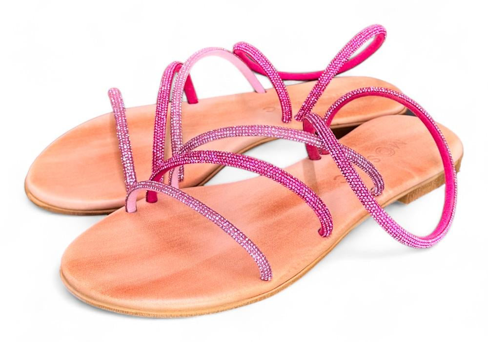 Sandalo mignon strass fuxia e rosa Mosaic 