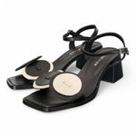 Sandalo cerchi nero tacco 50 Bohemien<BR/> 