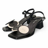 Sandalo cerchi nero tacco 50 Bohemien<BR/> 