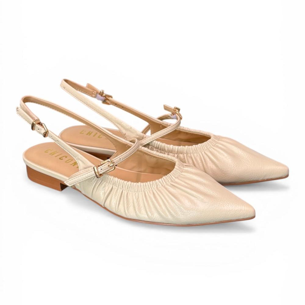 Slingback flat arricciata latte Chiconic 