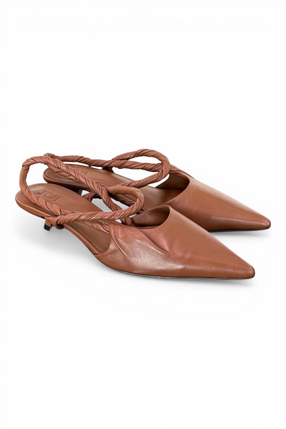 Slingback pelle marrone treccia  JVAM<BR/> 
