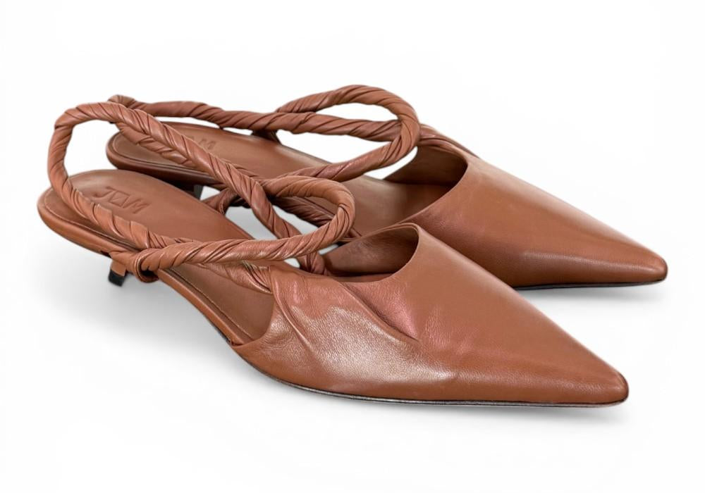 Slingback pelle marrone treccia  JVAM<BR/> 