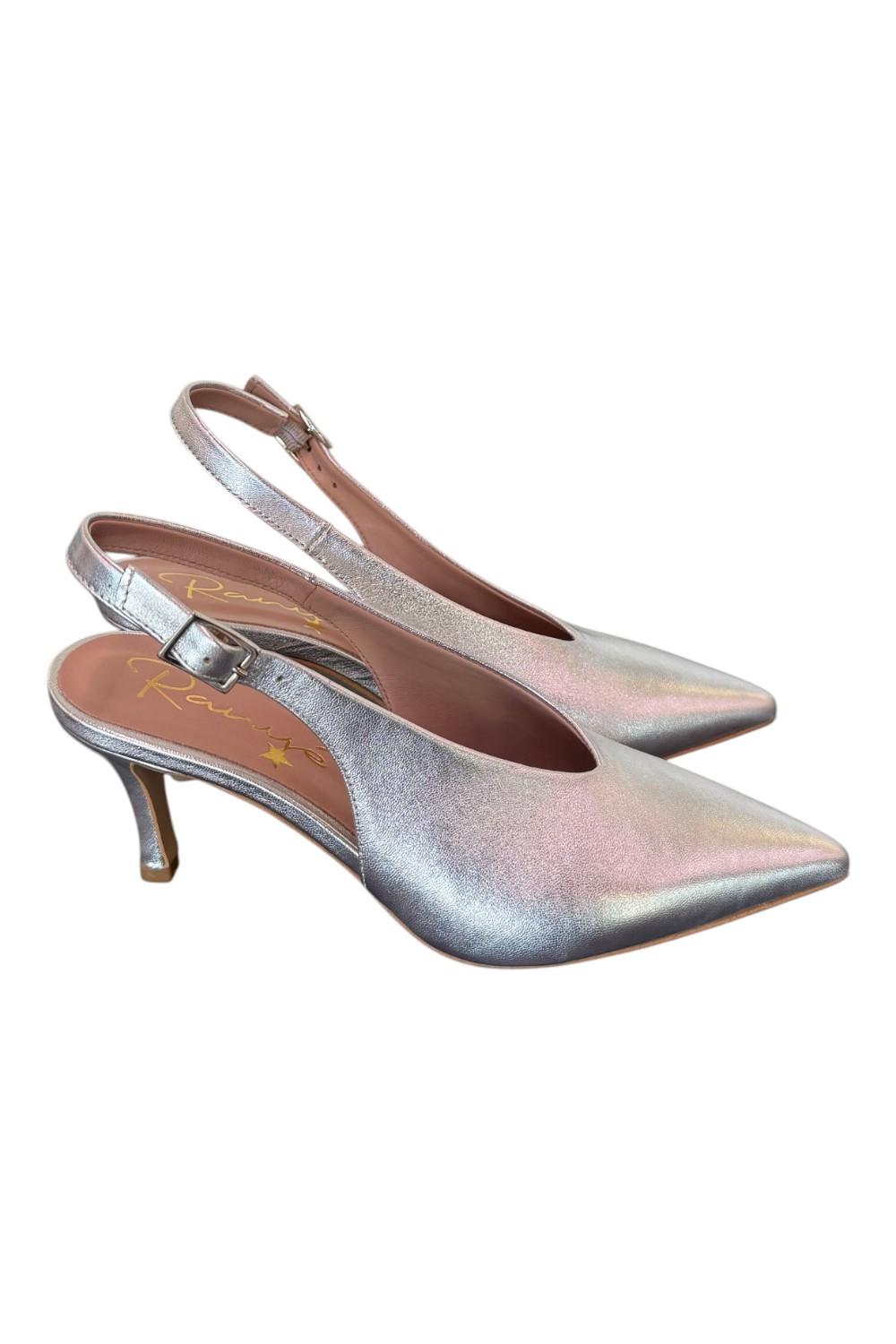 Slingback pelle argento Ranye T70<BR/> 