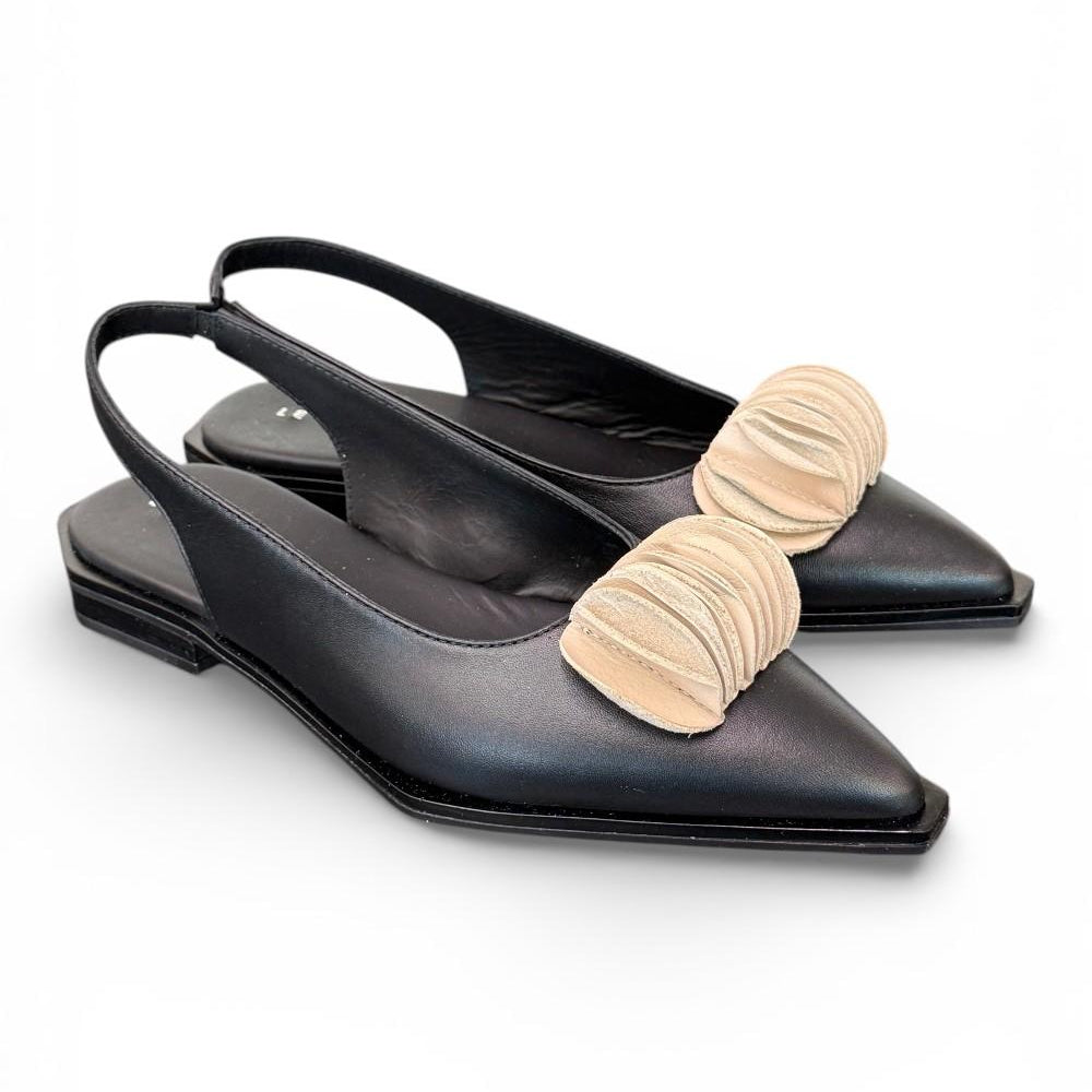 Slingback pelle nera bianca Le Bohemien 