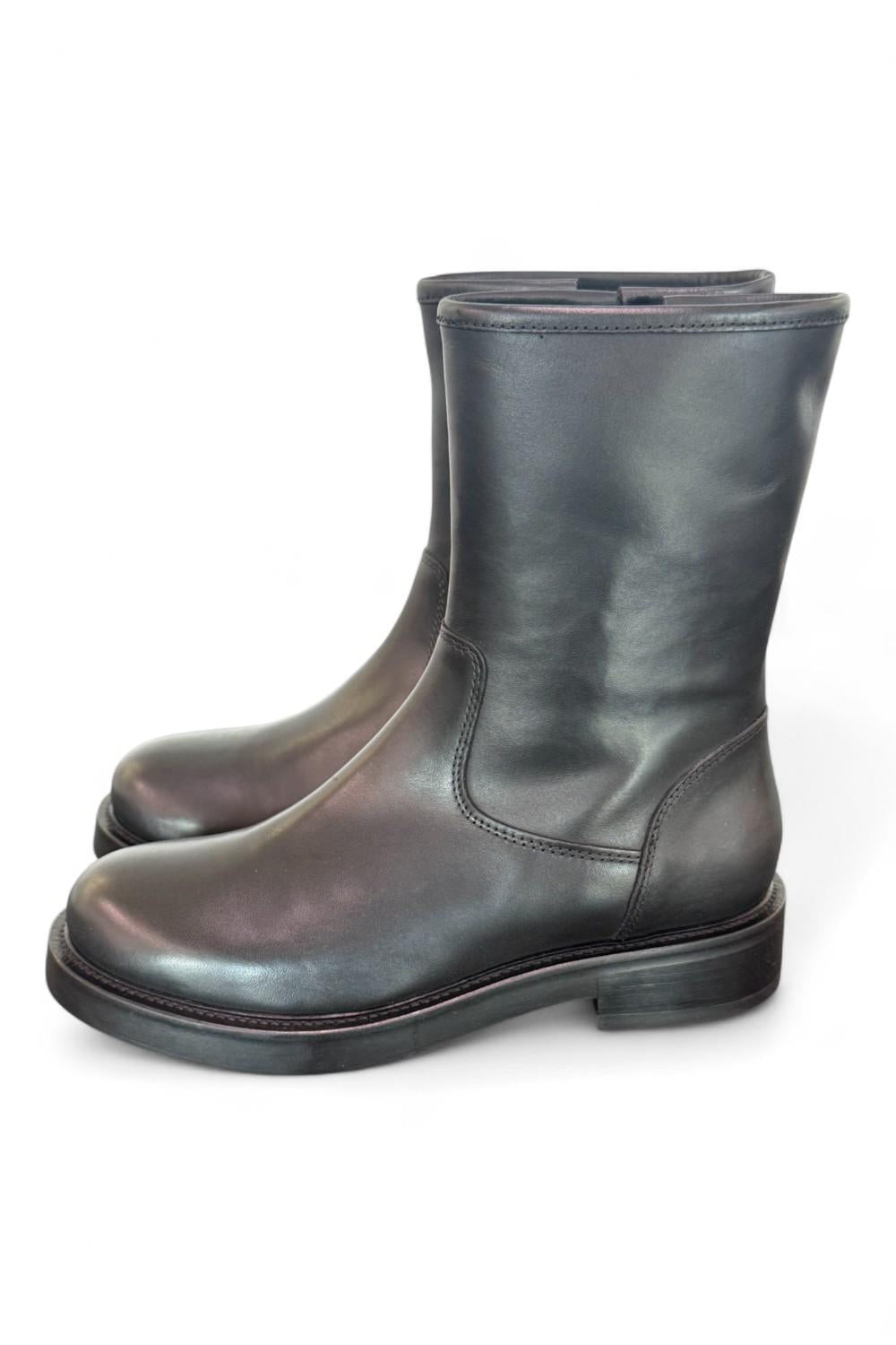 Stivale zip biker pelle nera Anima 