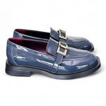 Mocassino vernice blu fibbia Lorenzo Mari<BR/> 