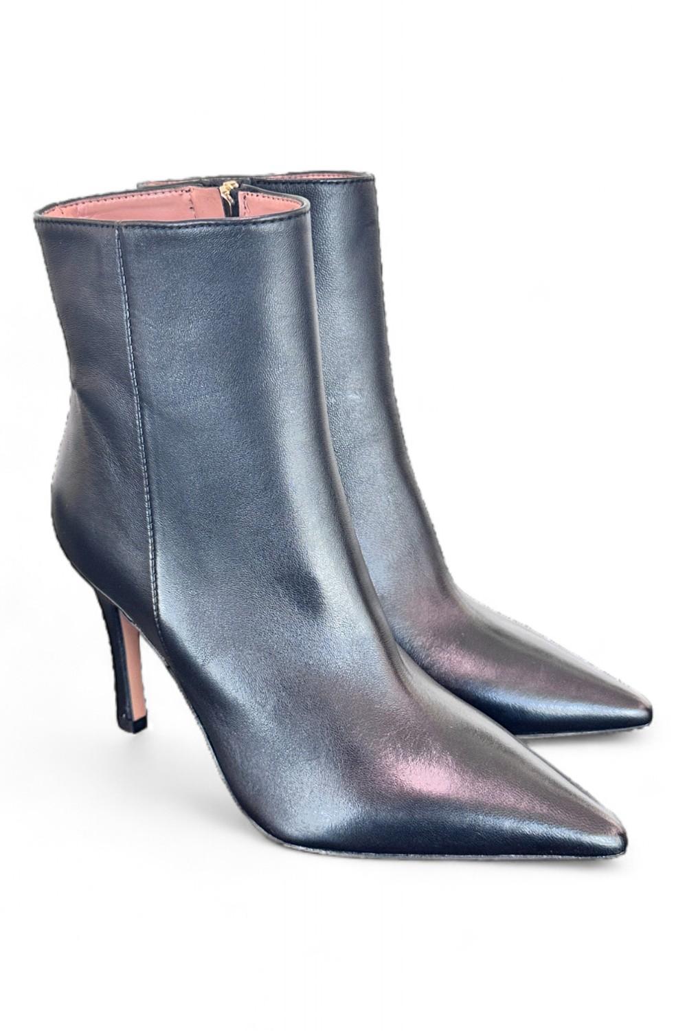 Tronchetto zip sfilato pelle nera Les Autres<BR/> 