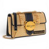 Baguette Teddy IT Straw beige black rafia Rue Madam 