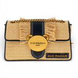 Baguette Teddy IT Straw beige black rafia Rue Madam 
