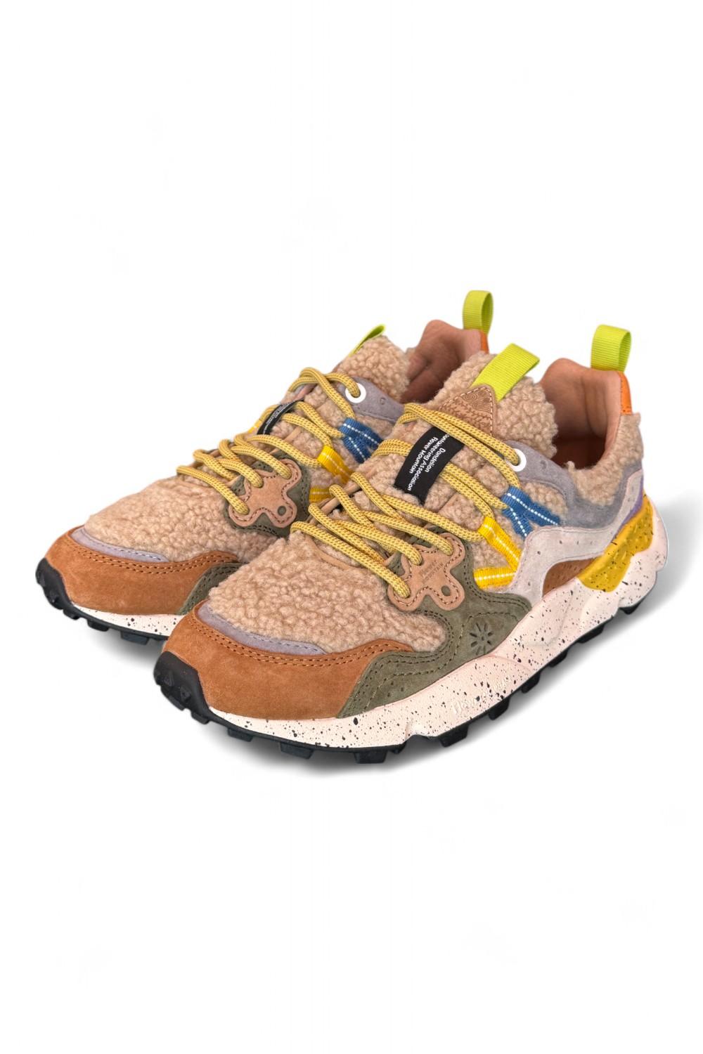 Sneaker donna Flower Mountain Yamano 3 4D52 Teddy mud grey 